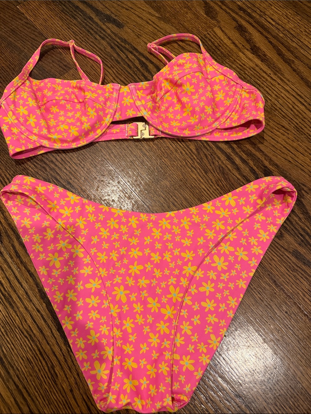Kulani Kinis Pink & Yellow Floral Bikini Set